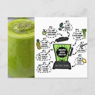 Carte postale Recette Smoothie verte ananas