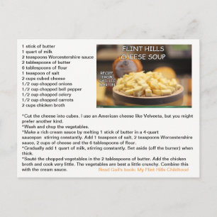 Carte postale Recette Soupe au fromage Flint Hills