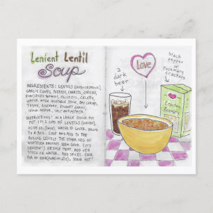 Carte postale Recette Soupe Lentil
