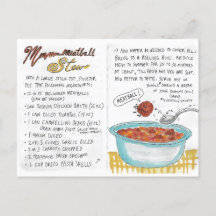 Carte postale Recette Stew Meatball