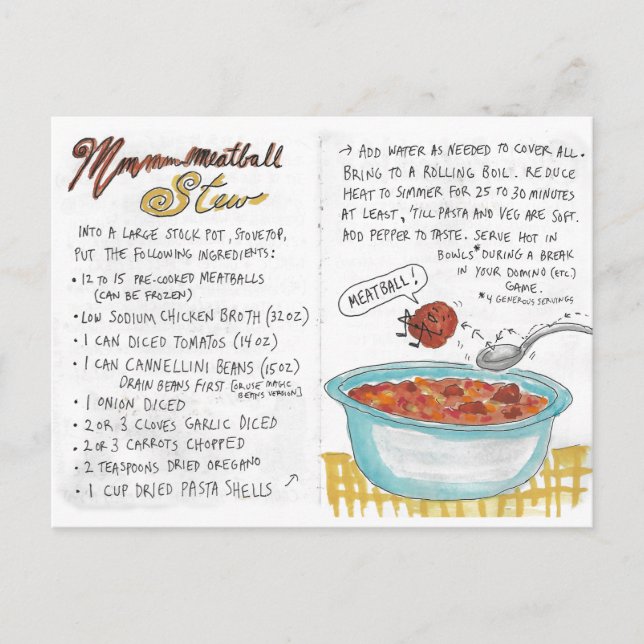 Carte postale Recette Stew Meatball (Devant)
