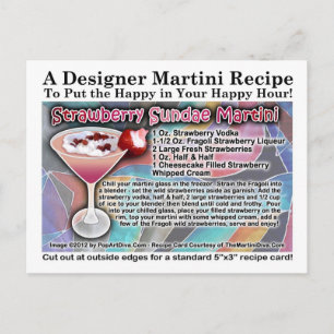 Carte postale Recette Sundae Martini fraise