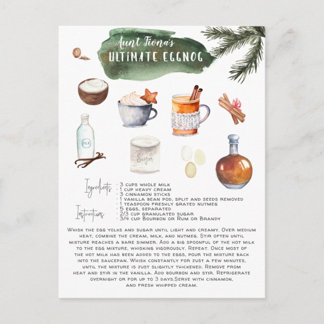 Carte Postale Recette ultime de lait de poule | Fêtes (Devant)