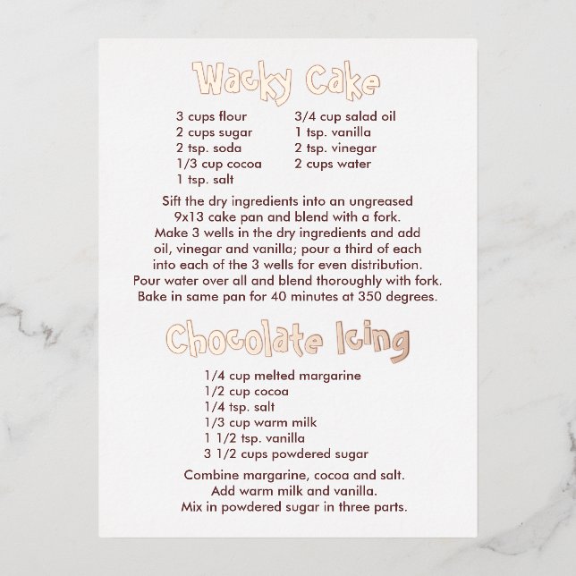 Carte postale Recettes de glaçage au gâteau et au  (Recto)