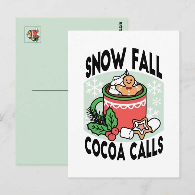 Carte Postale Réchauffez-vous avec les Appels de Cacao de Chute  (Devant / Derrière)