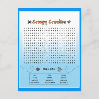 Carte Postale Recherche de mots sur les crevettes déplaisantes
