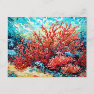 Carte Postale Récif de corail dans une peinture à l'huile sous-m