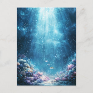 Carte Postale Récif de corail vibrant et rayons de soleil sous-m