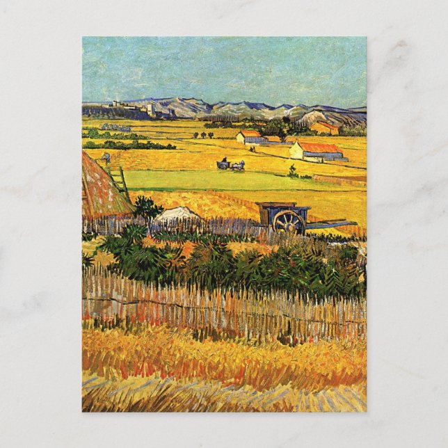 Carte Postale Récolte à La Crau, Montmajour par Vincent van Gogh (Devant)