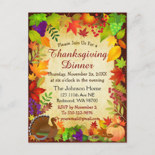 Carte Postale Récolte de Thanksgiving Colorée