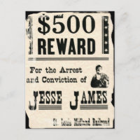 Récompense pour Jesse James