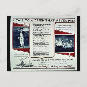 Carte Postale Recrutement de la marine 2ème guerre mondiale2