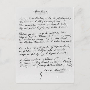 Carte Postale Recueillement', signé sonnet, 1861
