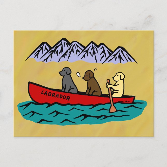 Carte Postale Récupérateurs Canoeing Labrador (Devant)
