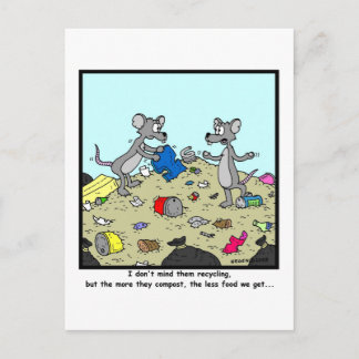 Carte Postale Recyclage et compostage : Caricature de rat