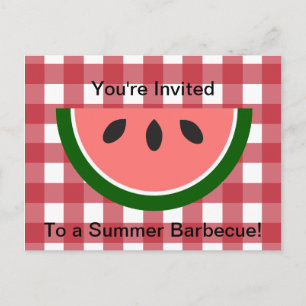 Carte Postale Red À damiers Nappe Watermelon Invitation