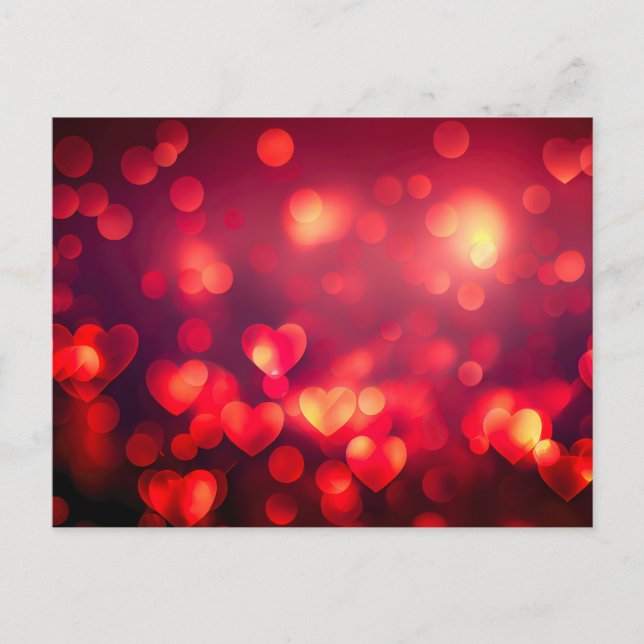 Carte Postale Red Bokeh Hearts (Devant)