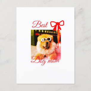 Carte Postale Red bow best dog maman papa photo chien/animal nom