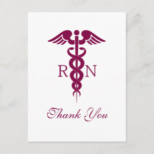 Carte Postale Red Caduceus Nurse Graduate Merci