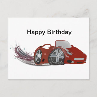 Carte Postale Red Cartoon Sports Voiture Art