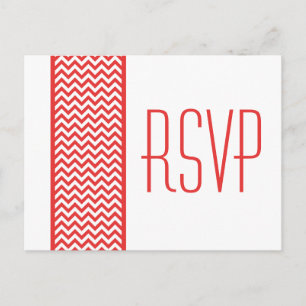 Carte postale Red Chevron Border RSVP