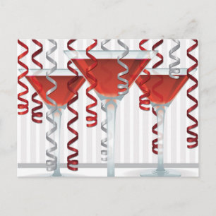 Carte Postale Red cocktail and ribbon