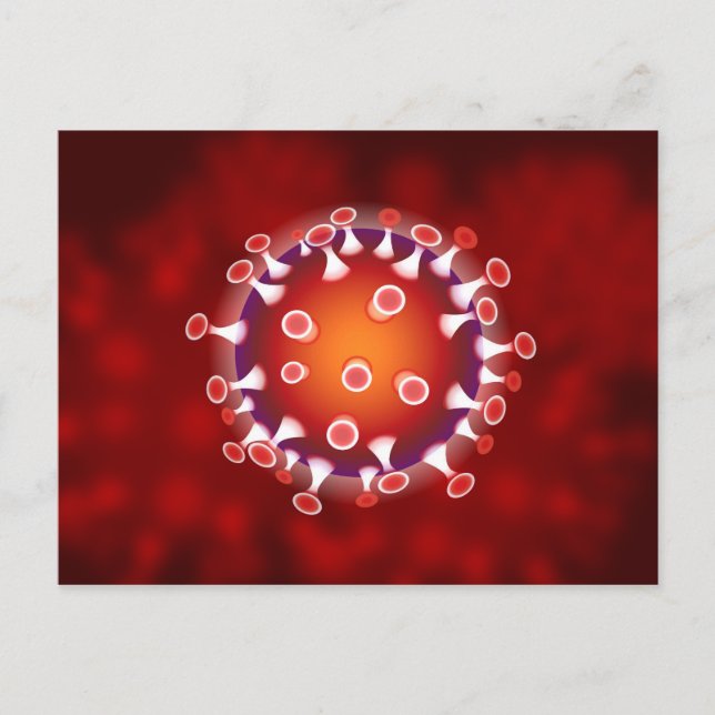 Carte Postale Red Corona Virus Covid Biologie (Devant)