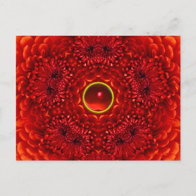 Carte Postale RED DAHLIA ET RUBY GEMSTONE Floral (Devant)