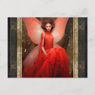 Carte Postale Red Fairy Femme Imaginaire Art