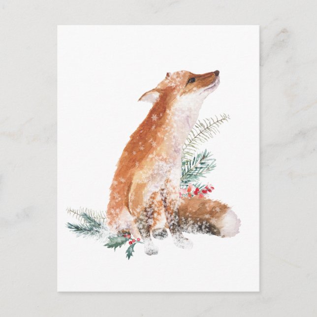 Carte Postale Red Fox Christmas Winter Woodland Scène (Devant)