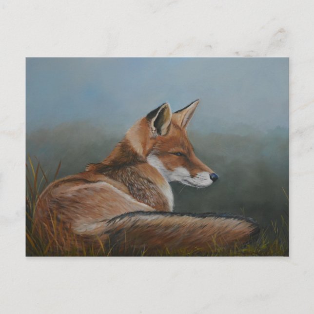 Carte postale Red Fox Lay Low Animal Art (Devant)
