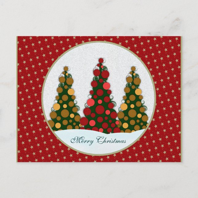 Carte postale Red & Gold Christmas Tree (Devant)