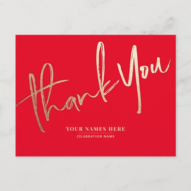 Carte Postale Red Gold Merci Elegant Universal (Devant)