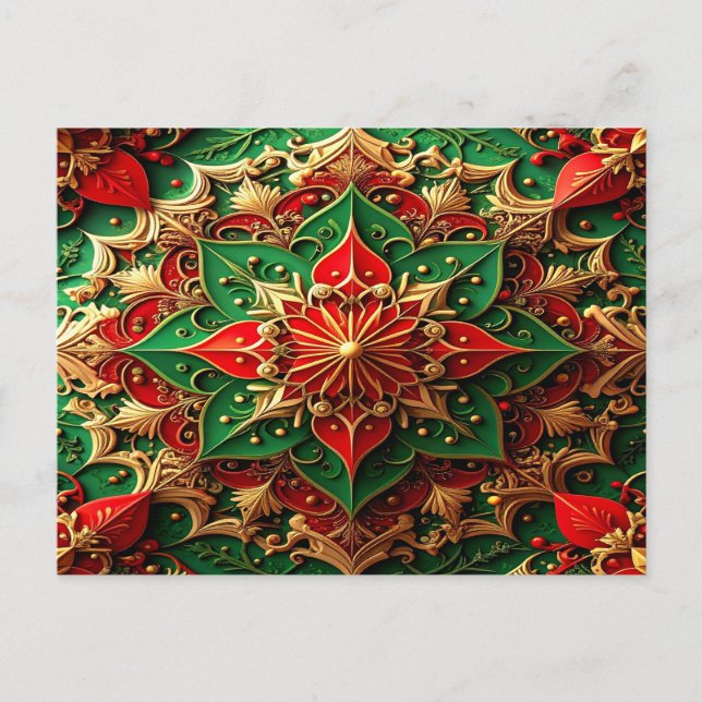 Carte Postale Red Green Decorative Holiday Postcard (Devant)