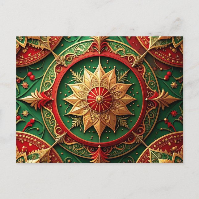 Carte Postale Red Green Decorative Holiday Postcard (Devant)