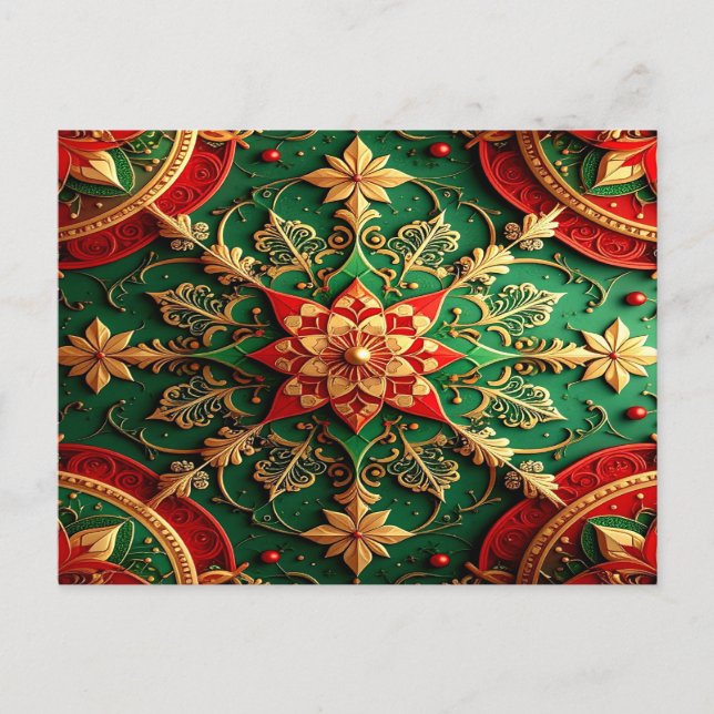 Carte Postale Red Green Decorative Holiday Postcard (Devant)