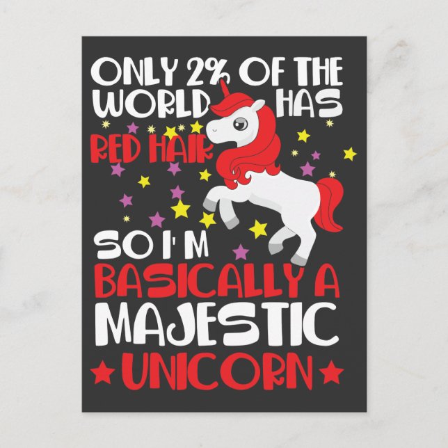 Carte Postale Red Hair Rare Woman Majestic Unicorne Lover (Devant)