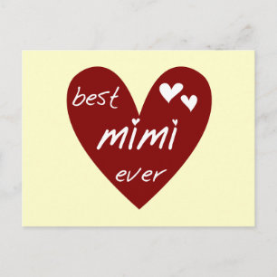 Carte Postale Red Heart Best Mimi Ever Tshirts et cadeaux