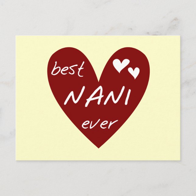Carte Postale Red Heart Best Nani T-shirts et GIfts Ever (Devant)