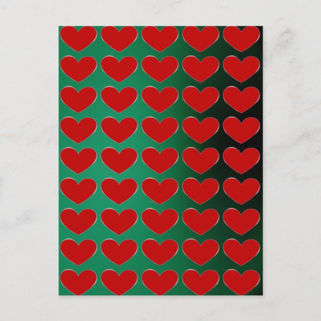 Carte postale Red Heart Green Pop Art Love (Devant)