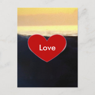 Carte Postale Red Heart & Sea Wave Love Script