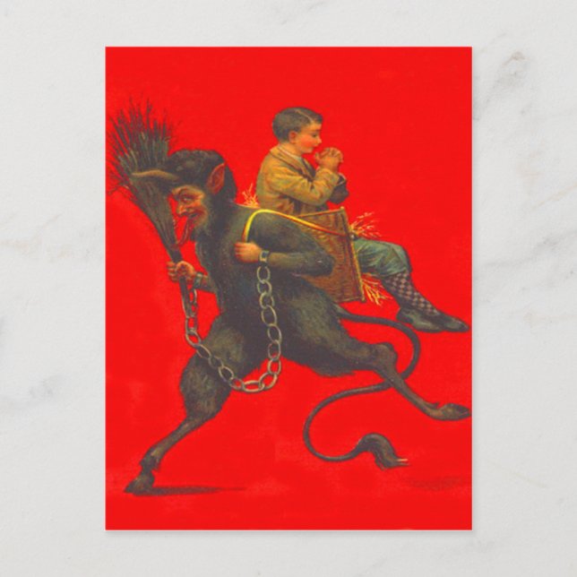 Carte Postale Red Krampus Kidnapping Praying Boy (Devant)
