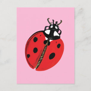Carte Postale Red Lady Bug Good Luck Ambassador Illustration