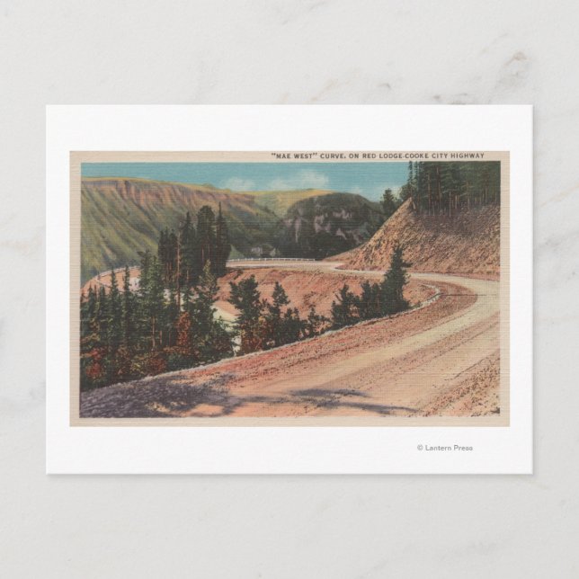 Carte Postale Red Lodge, MT - Vue sur Mae West Curve (Devant)