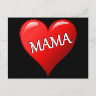 Carte Postale Red Mama Heart avec Arrière - plan noir