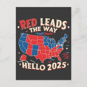 Carte Postale Red mène la voie Bonjour 2025 Inauguration Trump