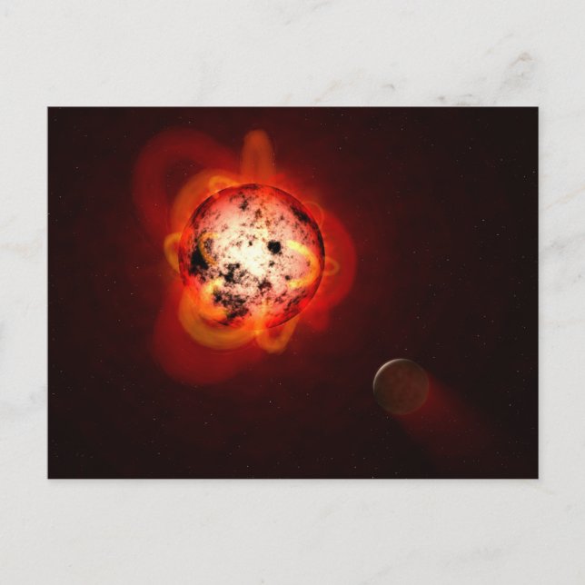 Carte Postale Red Nwarf Star Orbité Par Une Hypothétique Exoplan (Devant)
