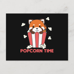 Carte Postale Red Panda Popcorn Time Funny Pun