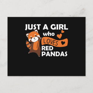 Carte Postale Red Pandas Girl Love Red Panda Kawaii Cute Animaux