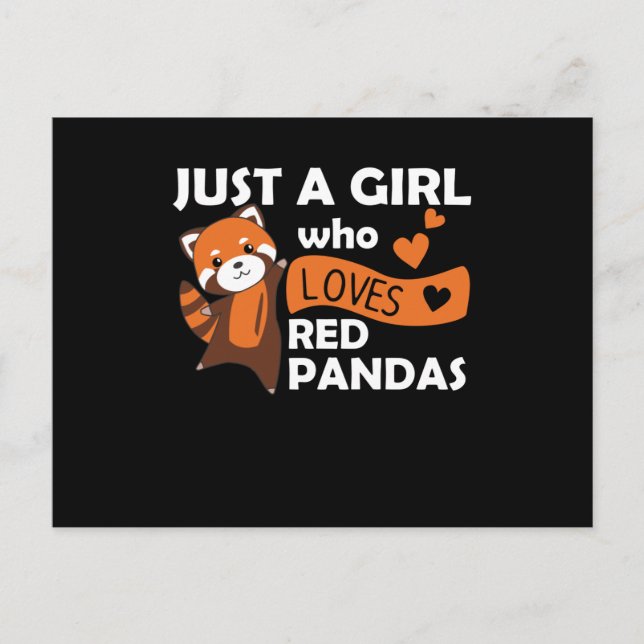 Carte Postale Red Pandas Girl Love Red Panda Kawaii Cute Animaux (Devant)